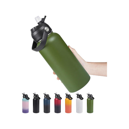 18oz Stainless Steel Insulated Bottle – Wide Mouth Leak-Proof with Straw