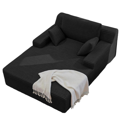 51” Corduroy Chaise Lounge – Deep Seat, Sofa Bed, 2 Pillows