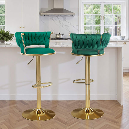 Velvet Swivel Adjustable Counter Height Bar Stools Set of 2
