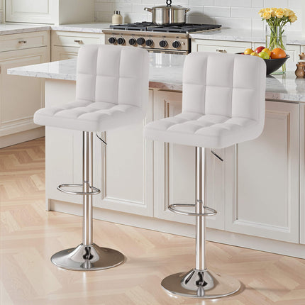 Modern PU Leather Adjustable Bar Stools Set of 2