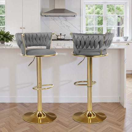 Velvet Swivel Adjustable Counter Height Bar Stools Set of 2