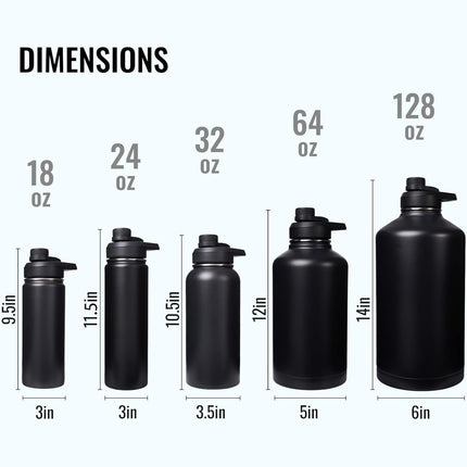24oz Stainless Steel Insulated Water Bottle Wide Mouth with Handle