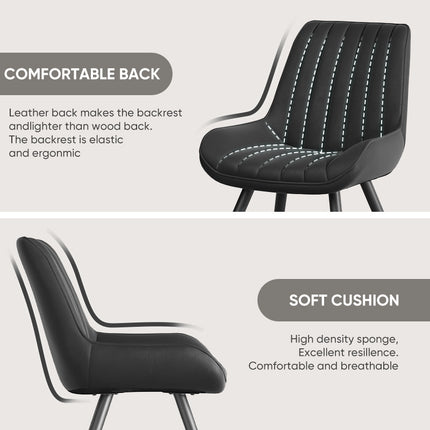 Modern Dining Chairs Fabric Upholstered Cushions Metal Legs Set of 4