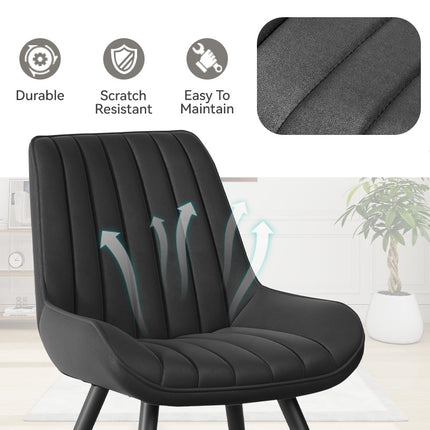 Modern Dining Chairs Fabric Upholstered Cushions Metal Legs Set of 4
