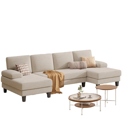U-Shaped Sectional Sofa – Modular Double Chaise Sleeper Lounge