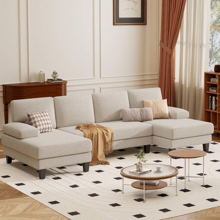 U-Shaped Sectional Sofa – Modular Double Chaise Sleeper Lounge
