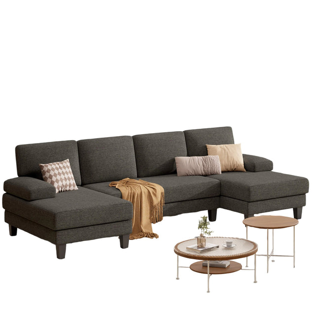 U-Shaped Sectional Sofa – Modular Double Chaise Sleeper Lounge