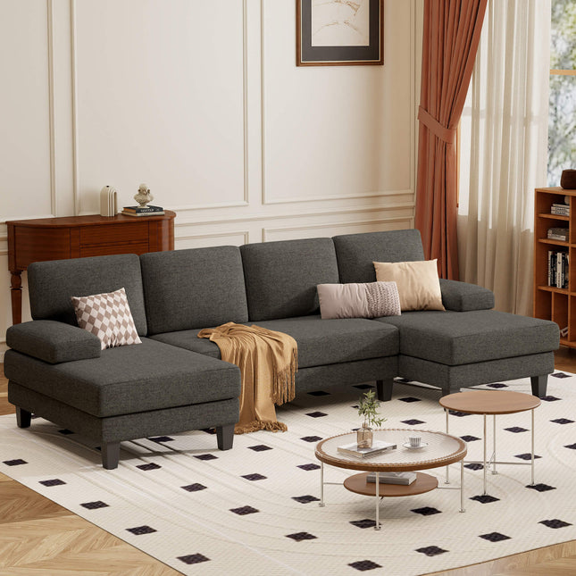 U-Shaped Sectional Sofa – Modular Double Chaise Sleeper Lounge