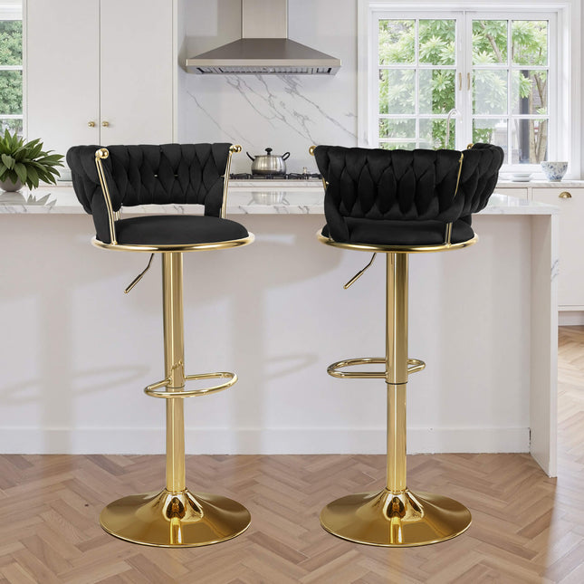 Velvet Swivel Adjustable Counter Height Bar Stools Set of 2