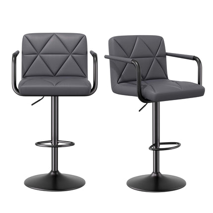 Modern PU Leather Adjustable Swivel Bar Chairs with Armrests Set of 2