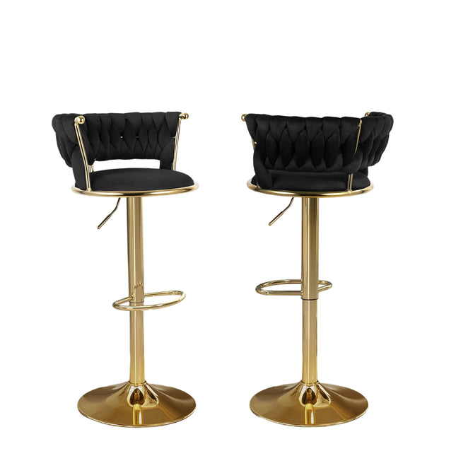 Velvet Swivel Adjustable Counter Height Bar Stools Set of 2