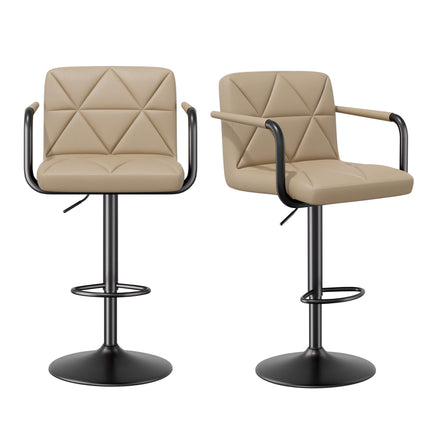 Modern PU Leather Adjustable Swivel Bar Chairs with Armrests Set of 2
