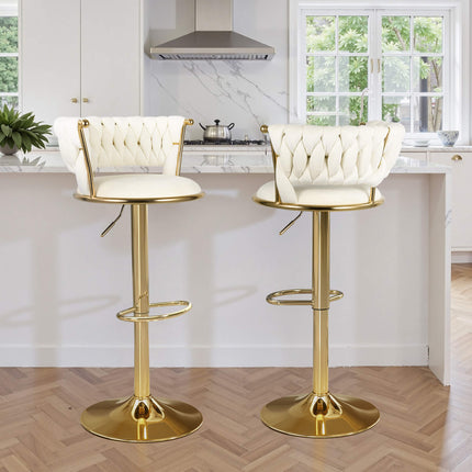 Velvet Swivel Adjustable Counter Height Bar Stools Set of 2