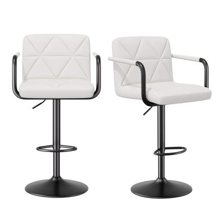 Modern PU Leather Adjustable Swivel Bar Chairs with Armrests Set of 2