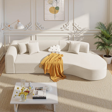 126” Modular Sectional Sofa – Corduroy, Deep Seat, No Assembly