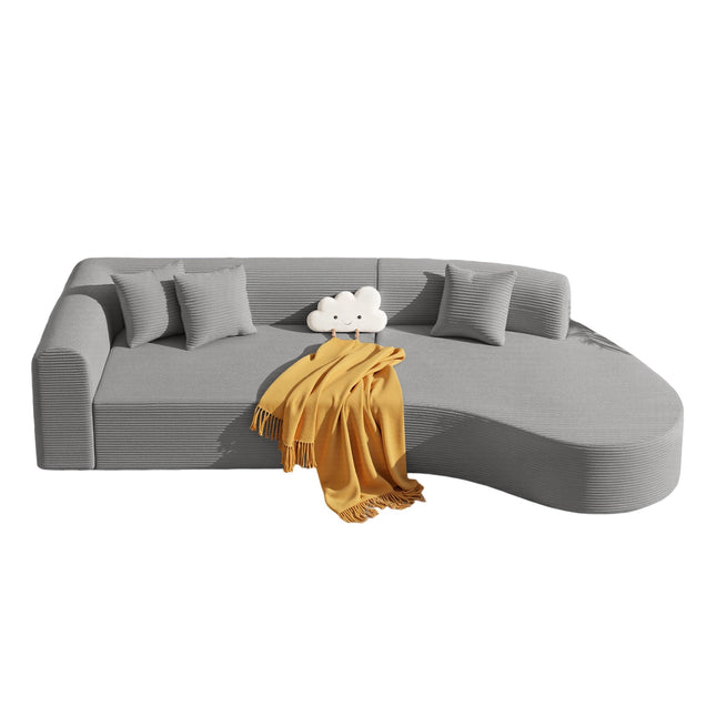 126” Modular Sectional Sofa – Corduroy, Deep Seat, No Assembly