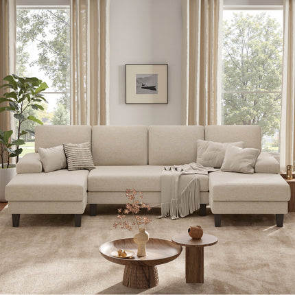 U-Shaped Sectional Sofa – Modular Double Chaise Sleeper Lounge