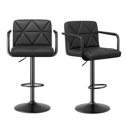 Modern PU Leather Adjustable Swivel Bar Chairs with Armrests Set of 2