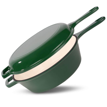 Enameled Cast Iron Skillets and Dutch Oven 2-in-1 Cooking Set