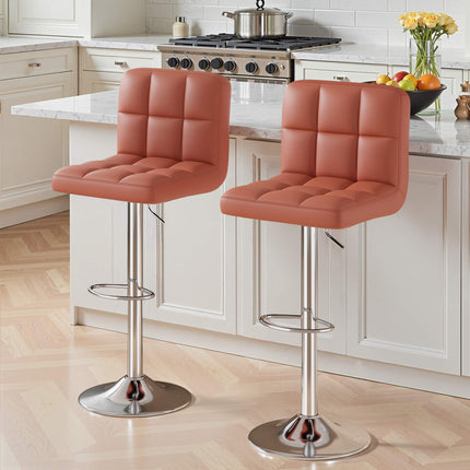 Modern PU Leather Adjustable Bar Stools Set of 2