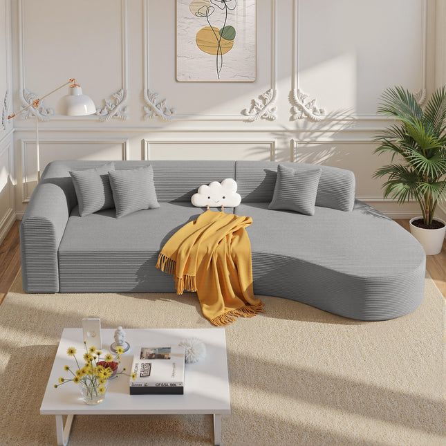 126” Modular Sectional Sofa – Corduroy, Deep Seat, No Assembly