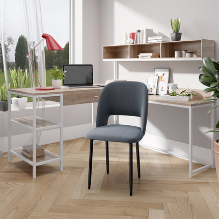 Corduroy Dining Chairs – 46cm Seat, Metal Legs, Set of 2