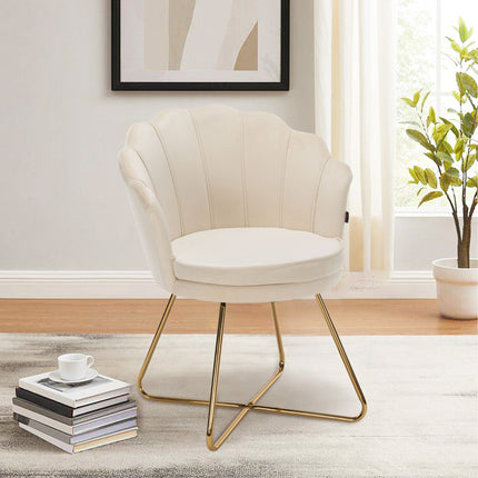 Modern Accent Chair – Petal Back Gold Metal Legs 130kg Capacity