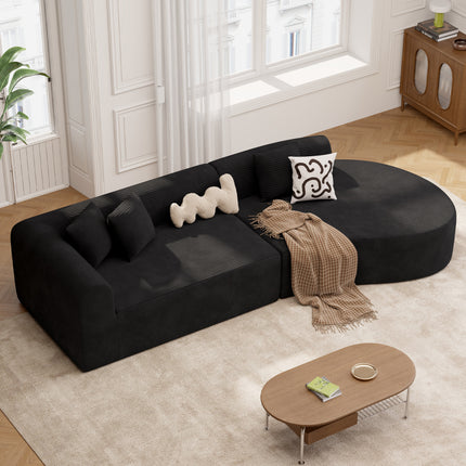 126” Modular Sectional Sofa – Corduroy, Deep Seat, No Assembly