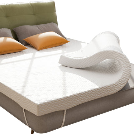 Full-Size 3" Gel Memory Foam Topper Bamboo Cover Removable & Washable