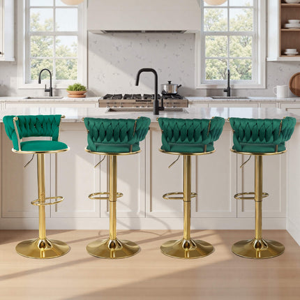 Velvet Swivel Adjustable Counter Height Bar Stools Set of 2