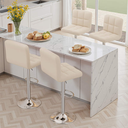 Modern PU Leather Adjustable Bar Stools Set of 2