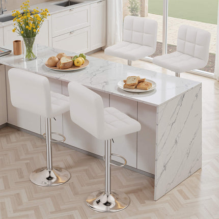Modern PU Leather Adjustable Bar Stools Set of 2