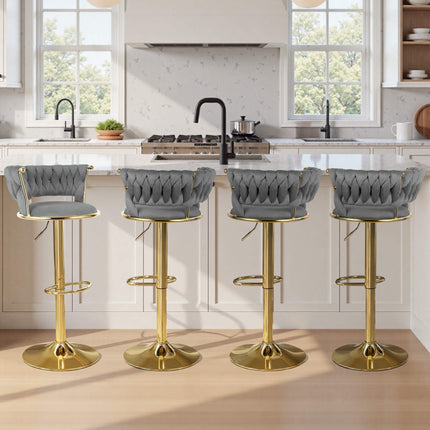 Velvet Swivel Adjustable Counter Height Bar Stools Set of 2