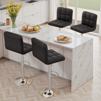 Modern PU Leather Adjustable Bar Stools Set of 2