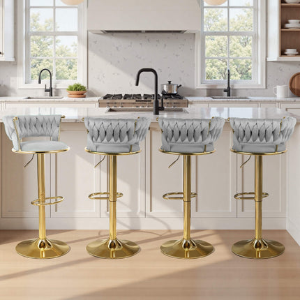 Velvet Swivel Adjustable Counter Height Bar Stools Set of 2
