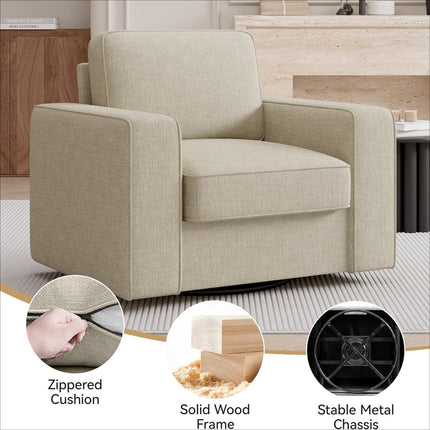 360° Swivel Accent Chair – Mid-Century 36” Wide FSC-Certified