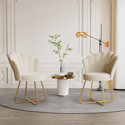 Modern Accent Chair – Petal Back Gold Metal Legs 130kg Capacity