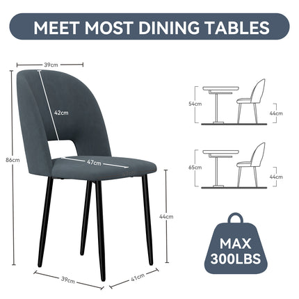 Corduroy Dining Chairs – 46cm Seat, Metal Legs, Set of 2