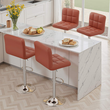 Modern PU Leather Adjustable Bar Stools Set of 2