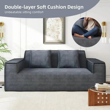 75” Cloud Corduroy Loveseat No Assembly Deep Seat Sofa