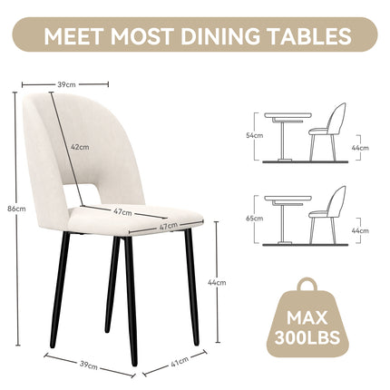 Corduroy Dining Chairs – 46cm Seat, Metal Legs, Set of 2