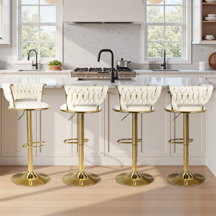 Velvet Swivel Adjustable Counter Height Bar Stools Set of 2