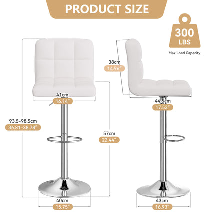 Modern PU Leather Adjustable Bar Stools Set of 2