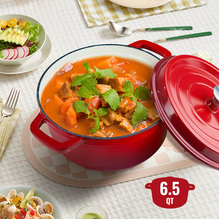 6.5 QT Enameled Cast Iron Dutch Oven with Lid