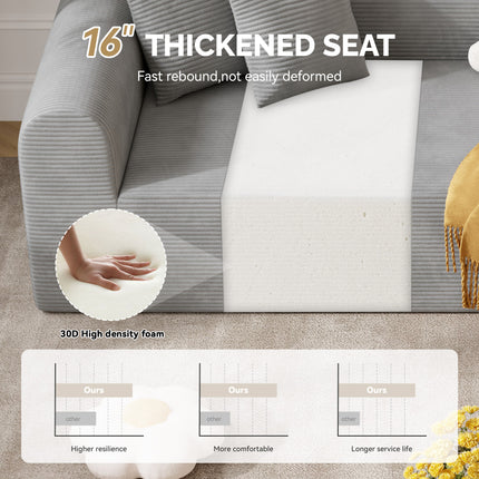 126” Modular Sectional Sofa – Corduroy, Deep Seat, No Assembly