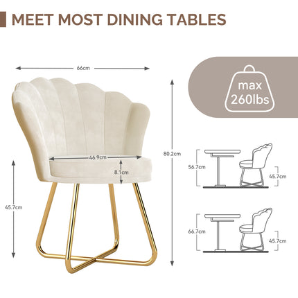 Modern Accent Chair – Petal Back Gold Metal Legs 130kg Capacity