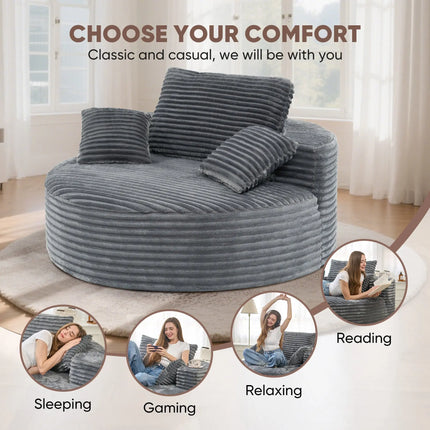 56.3" Oversized Round Chaise Lounge Sofa