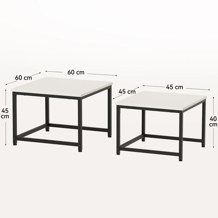 2-Piece Wooden Coffee Table Set – Square, Metal Frame