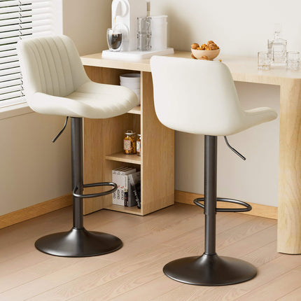 Adjustable Swivel Bar Stools Fabric Counter Height Set of 2