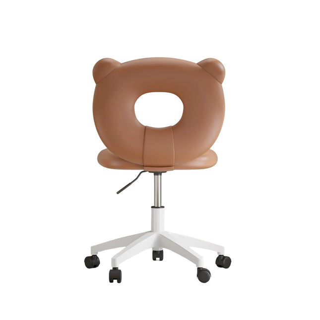 Adjustable Kids Desk Chair – Teddy Fabric, on Wheels, with Back